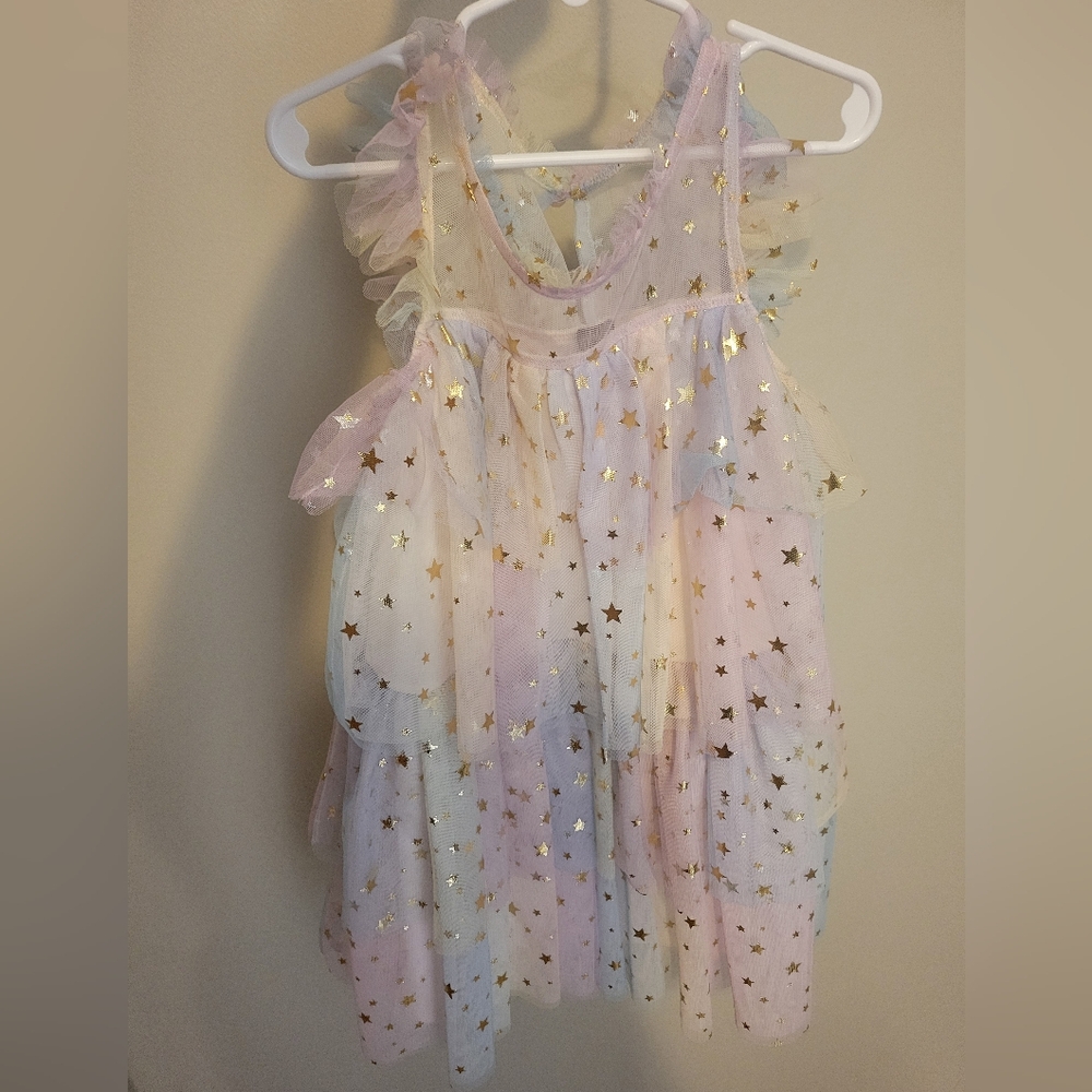 Pink And Violet Starry Pastel Kids Dress Euc
